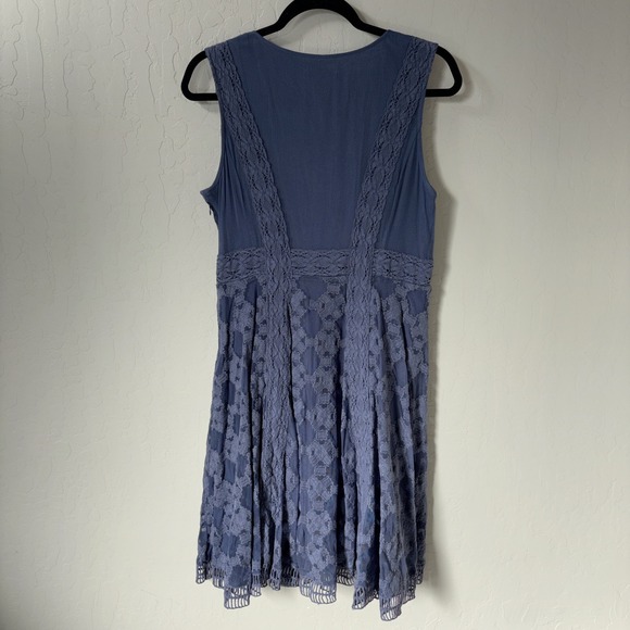 Sundance True Essence Blue Lace Floral Lined Sleeveless Embroidered Dress Sz 6 - Picture 5 of 7